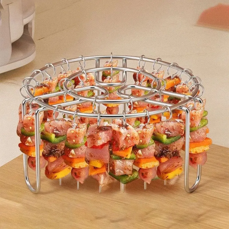 NEW Stainless Steel Vertical Grill Rack with Detachable String 12/24 Skewer Holder Barbecue Skewer Bracket for Outdoor Cooking