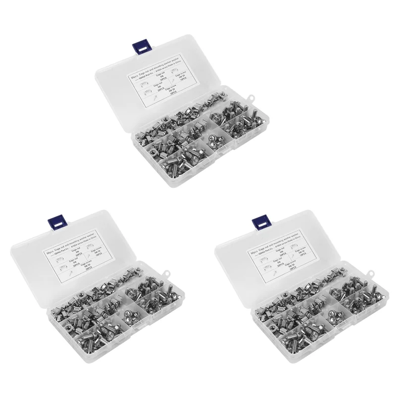 

FAST-150 Sets M6 Square Hole Hardware Cage Nuts&Mounting Screws Washers (M6 X 20Mm)(Screw+Washer+Cage Nut)