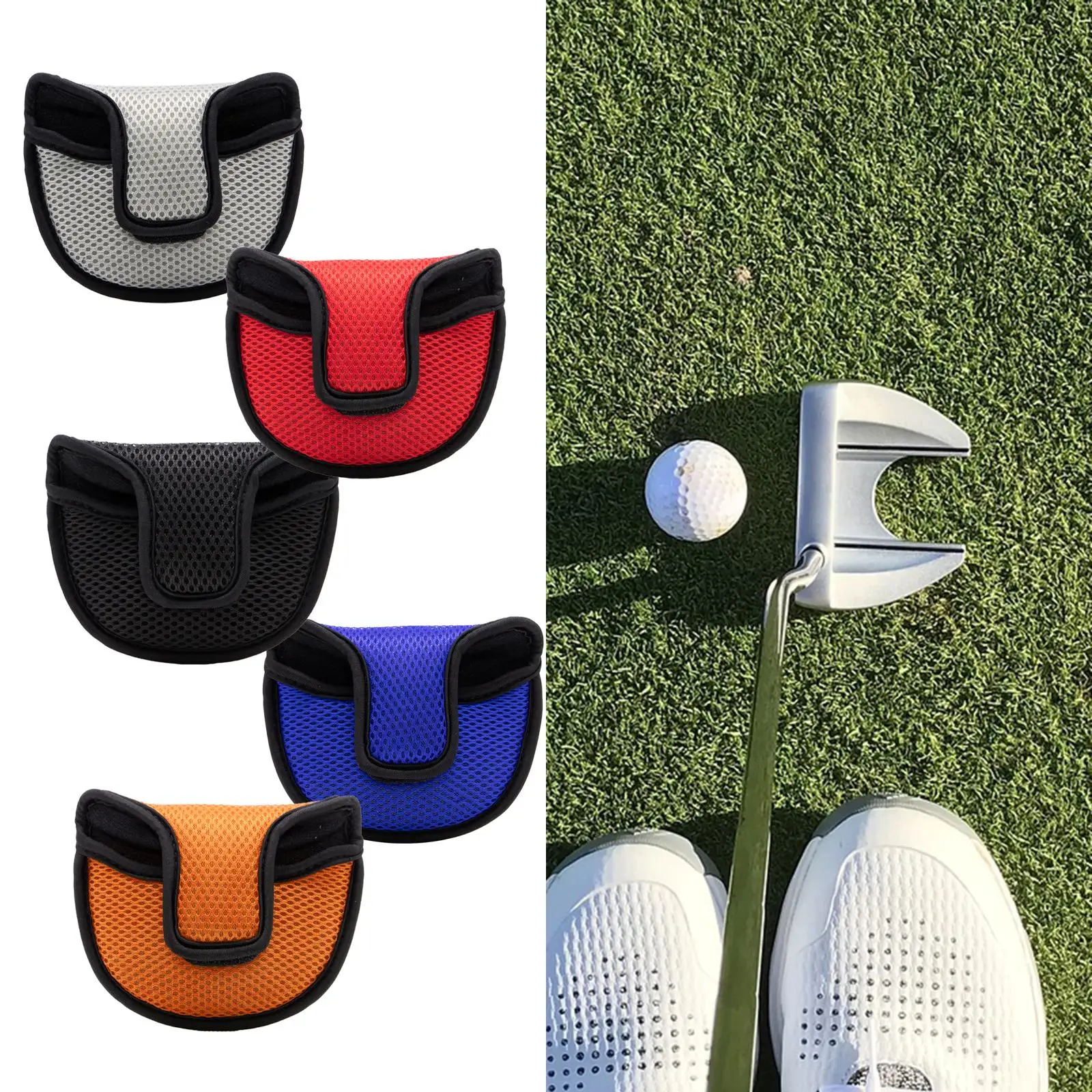 Durable Golf Putter Mallet Headcover, Easy to Use Nylon Cover