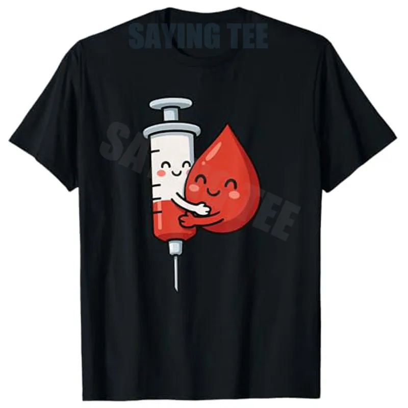 

Kawaii Phlebotomist Nurse Humor Blood Draw Симпатичная футболка-стриц для девочек Модная забавная футболка с изображением донора крови Lab Joke Y2k Art Pediatric