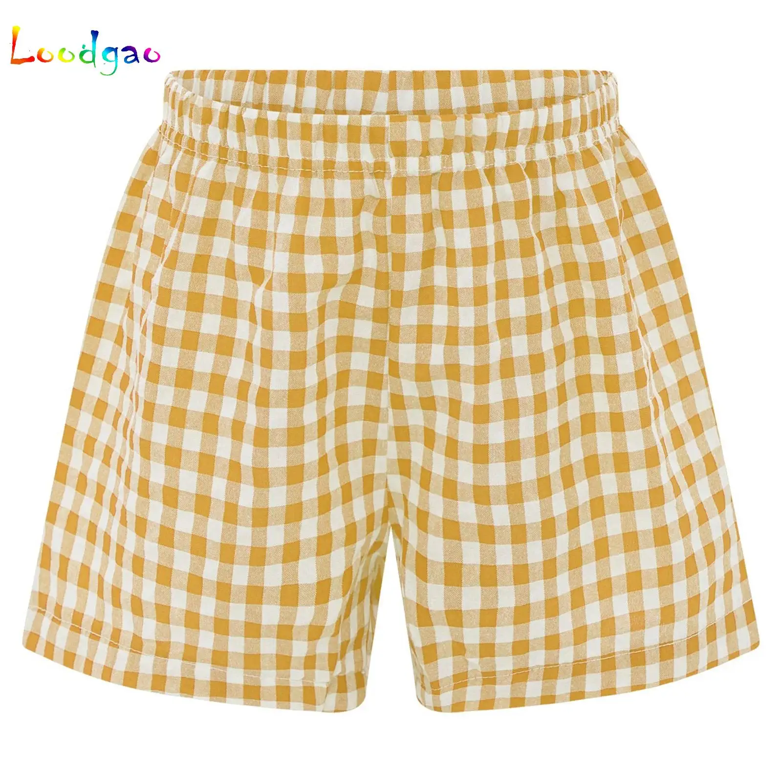 

Kids Girls Elastic Waistband Plaid Shorts Homewear Loungewear Sleepwear for Holiday Weekend Beach Summer Casual Shorts