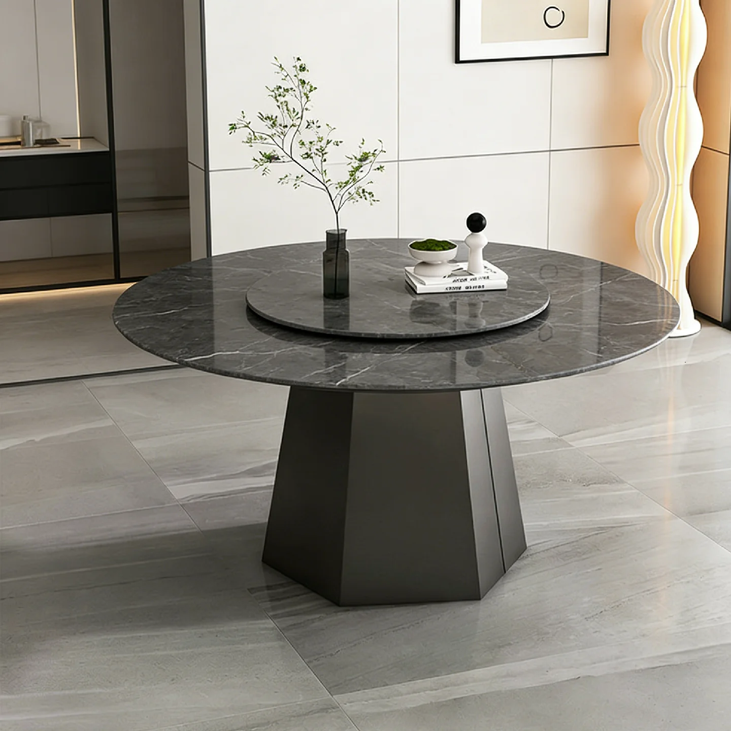 

Light luxury rock slab round dining feet modern simple marble table bracket household round table base coffee
