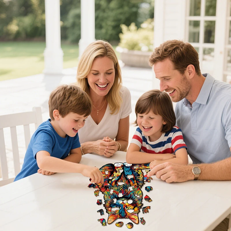 Unique Cat Pattern Wooden Puzzle,Irregular Animal Shapes, Leisure toys, The Gift for Halloween, Christmas, Birthday.