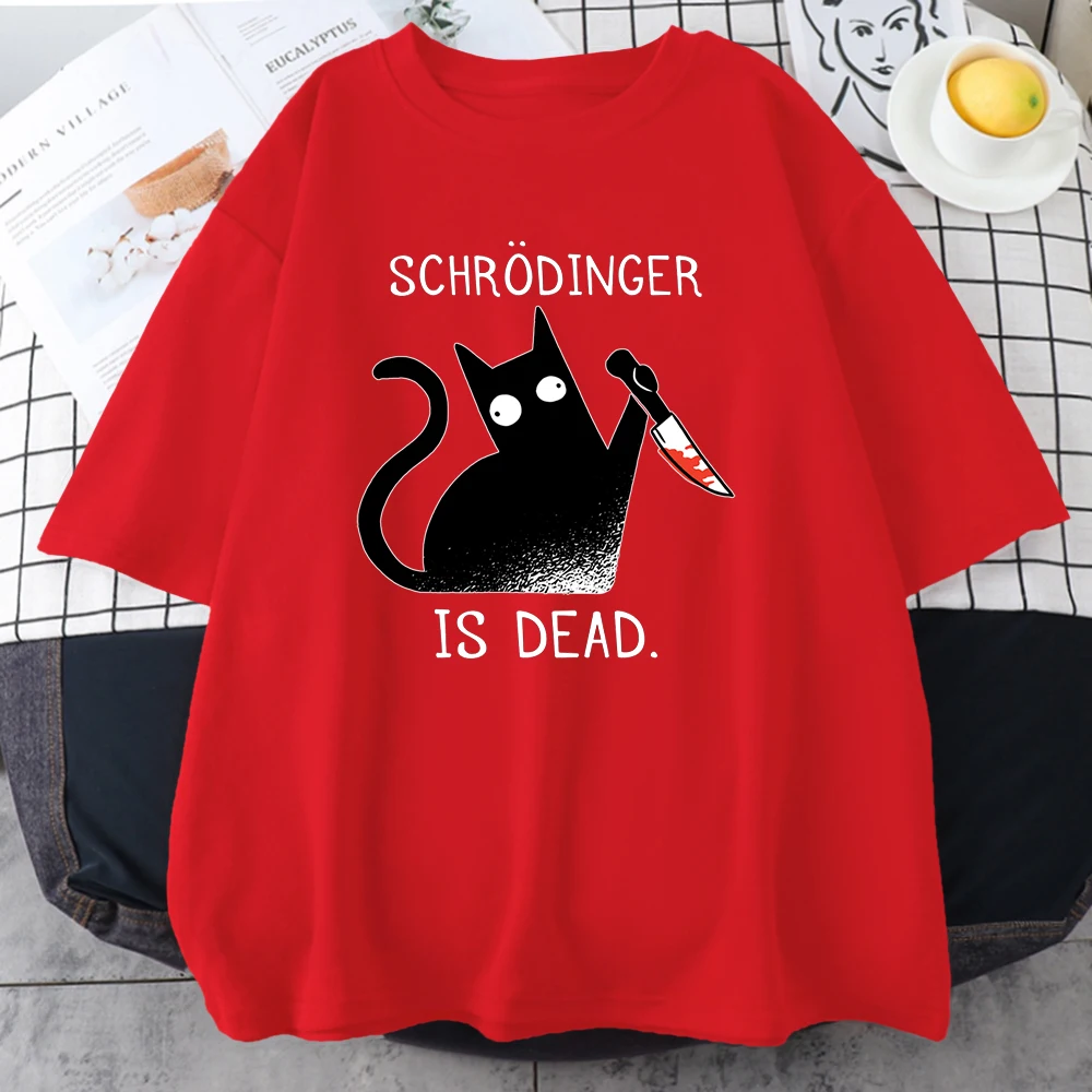 Schrödinger Ist Tot Schwarze Katze Mode Weiche T-Shirt Mann Hohe Qualität T-Shirts Übergroßen T Shirts Baumwolle Kurzarm Straße