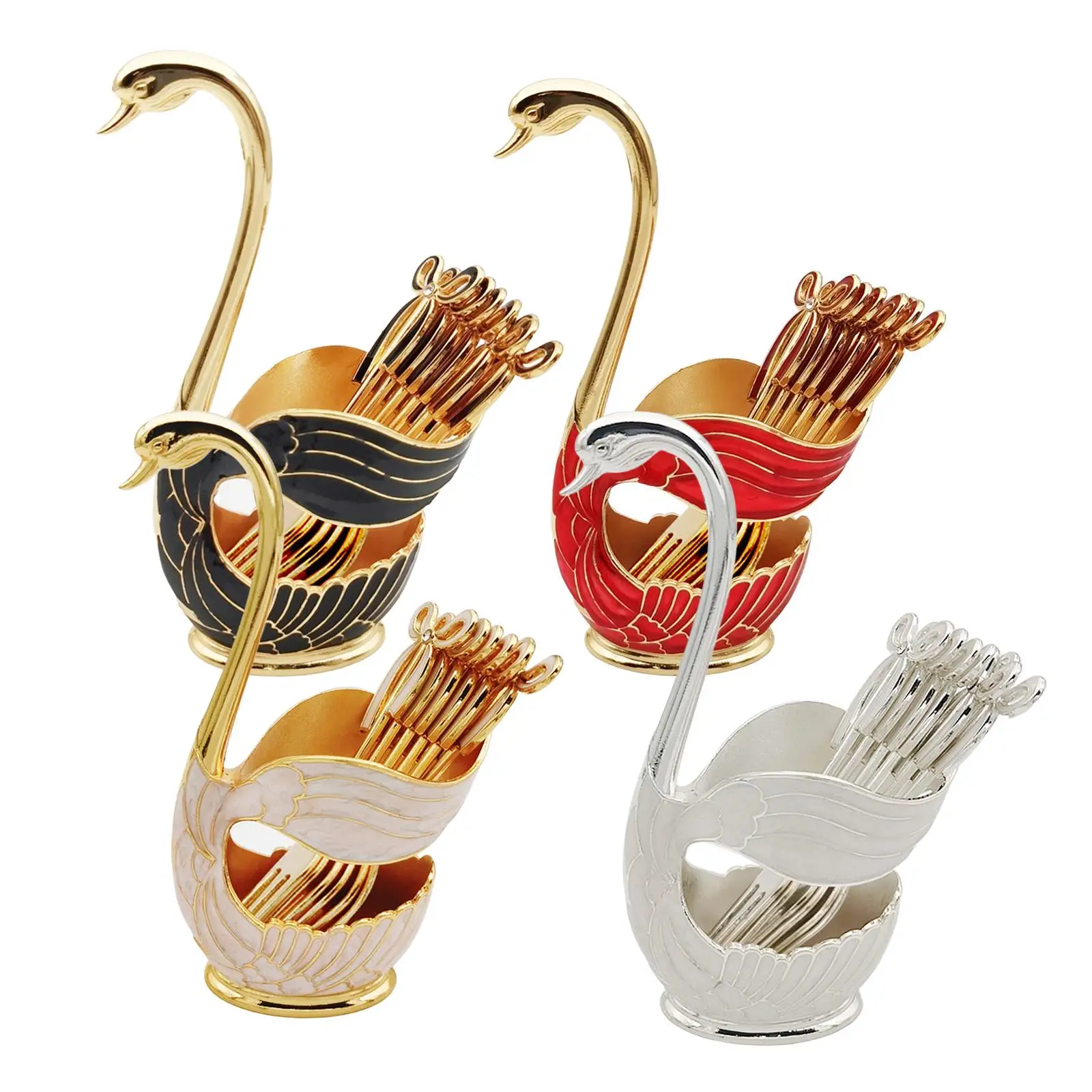 Modern Swan Tableware Holder Base Silverware Caddy Container Flatware Set