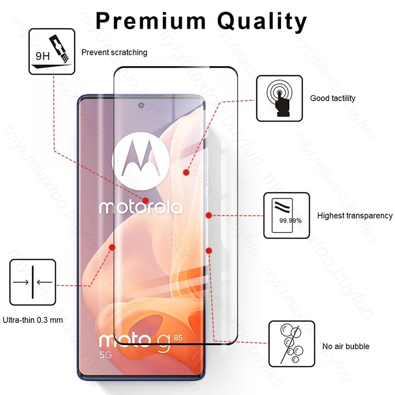 2In1 Camera Glas Volledige Lijm Gebogen Gehard Glas Screen Protector Voor Motorola Moto G85 MotoG85 G85 5G 85G 2024 XT2427-3 6.67"