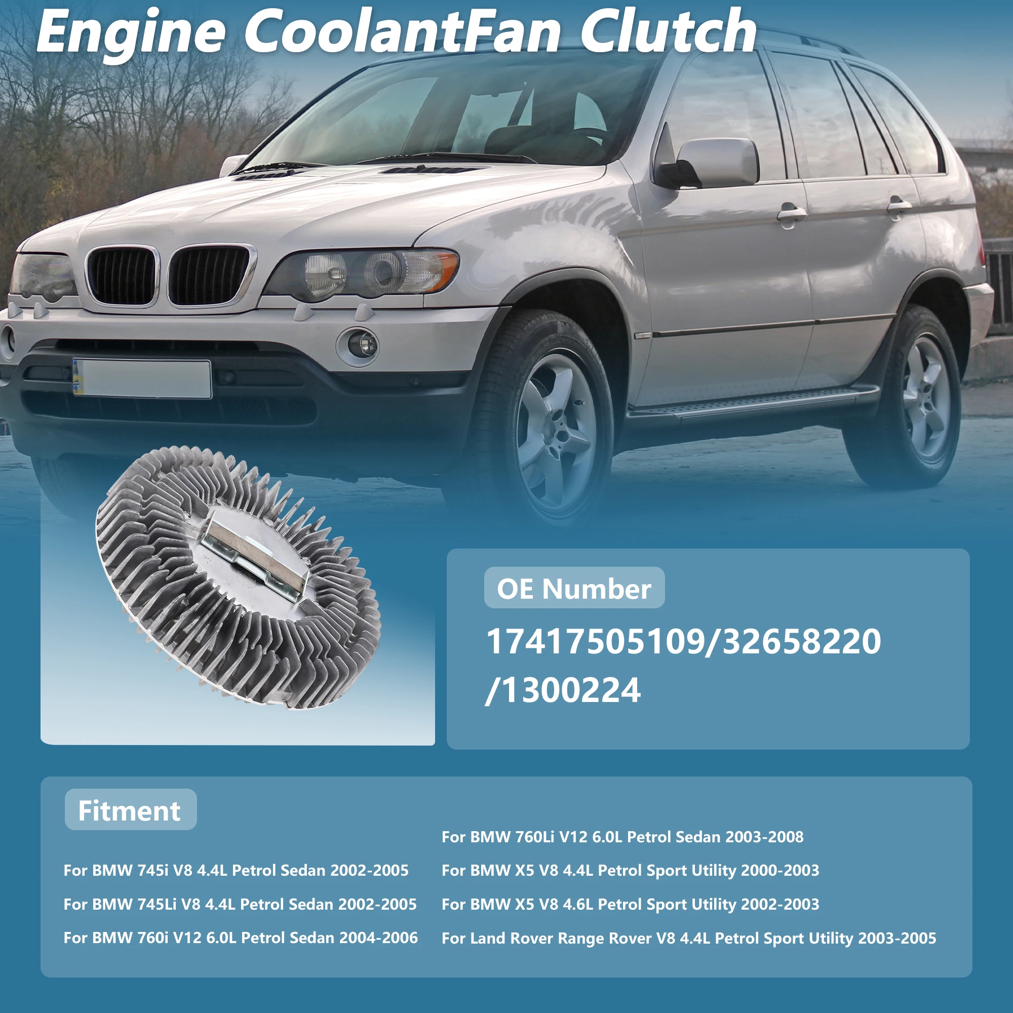 UXCELL Engine Cooling Fan Clutch for BMW 745i V8 4.4L Petrol Sedan 02-05 No.17417505109
