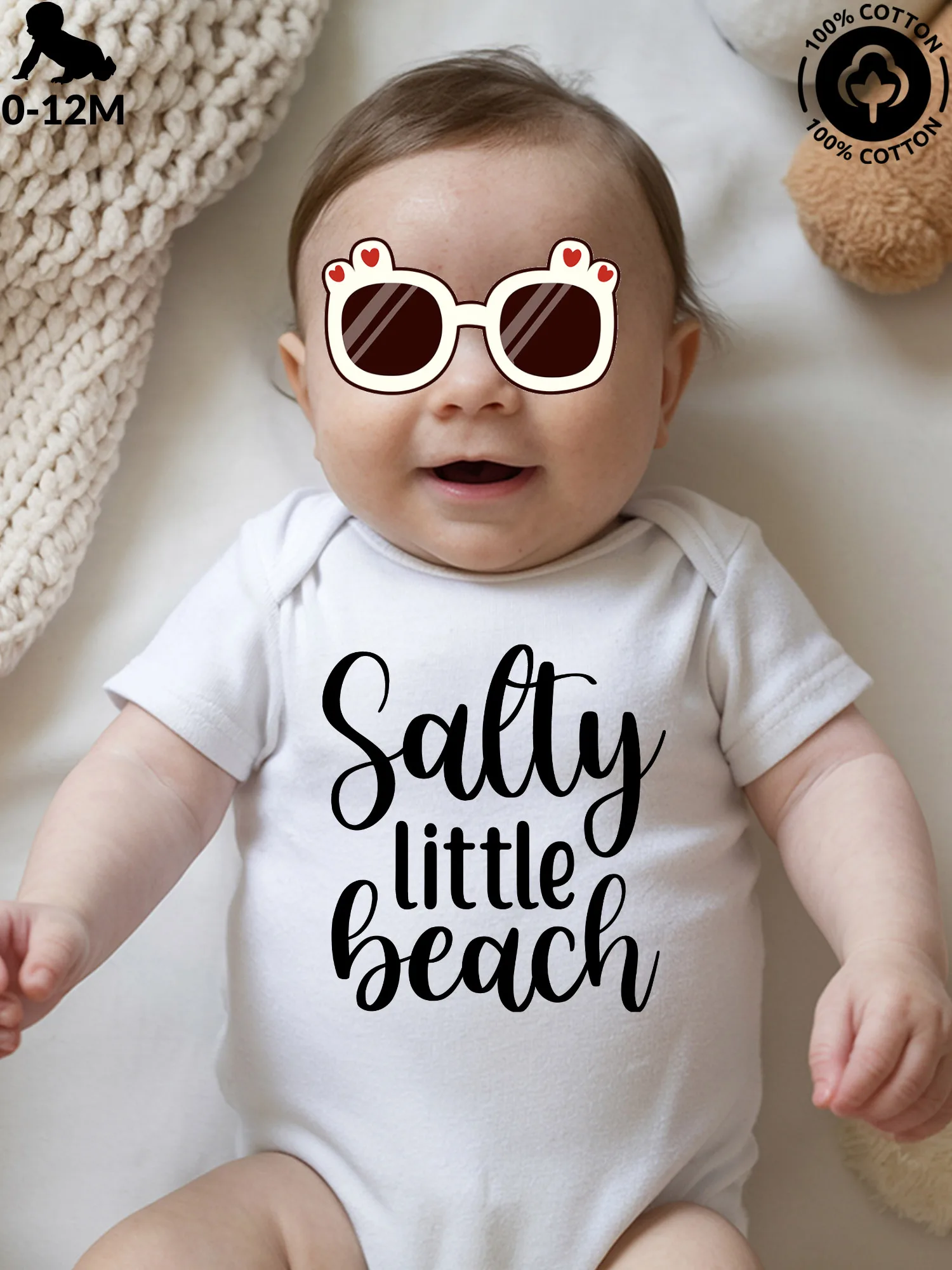 

Детский комбинезон-слип Salty Little Beach унисекс, из чистого хлопка, мягкий, всесезонный, белый, 190 г/м²