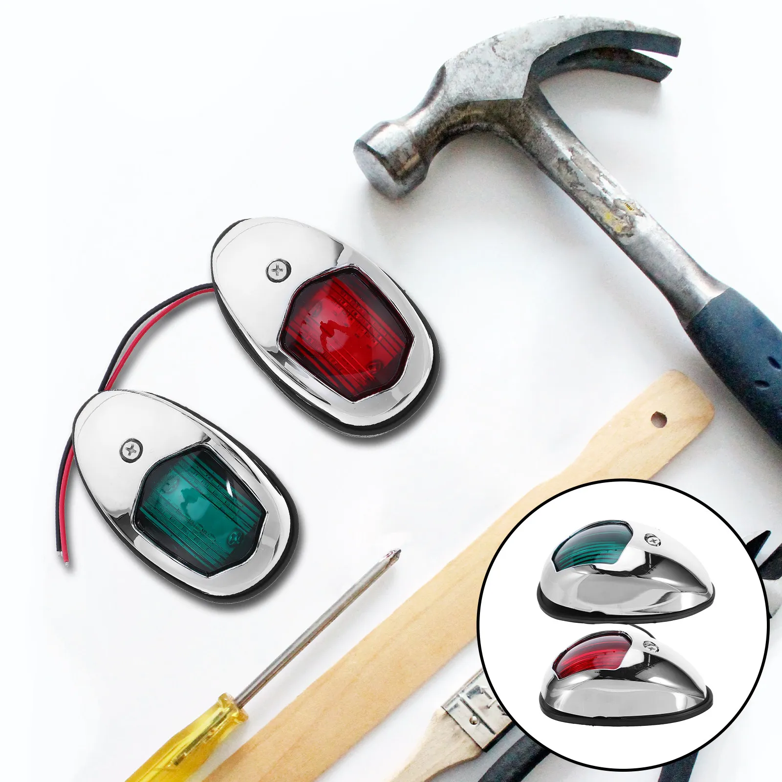 

Комплект из 2-х светодиодных навигационных фонарей для лодок: носовой и кормовой светильники для безопасного ночного плавания