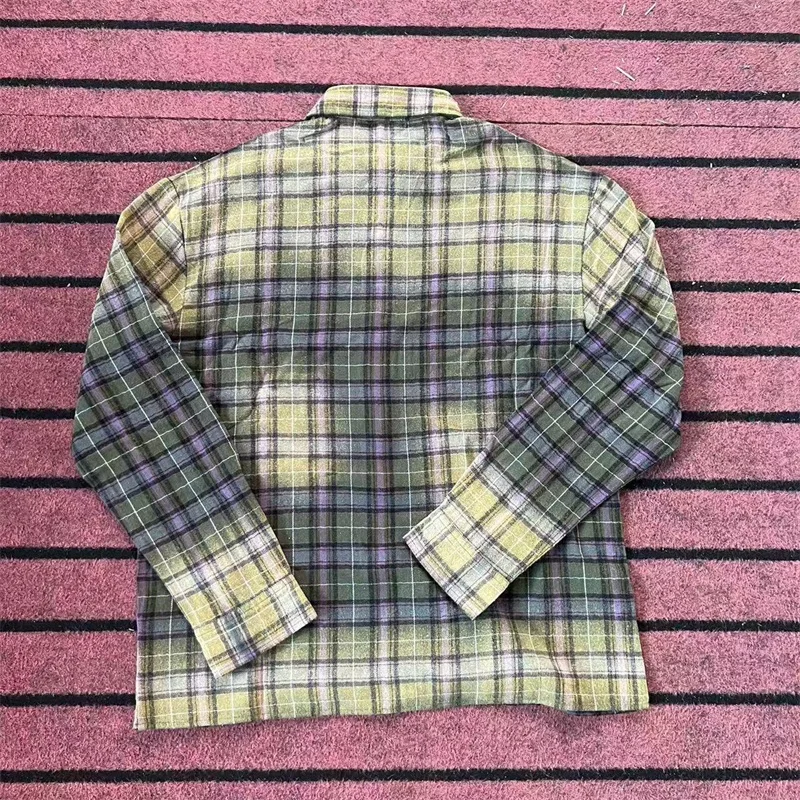 Foto reale VALLEY Camicie scozzesi da uomo Stampa trapano caldo Camicie vintage americane da donna oversize in puro cotone Vale