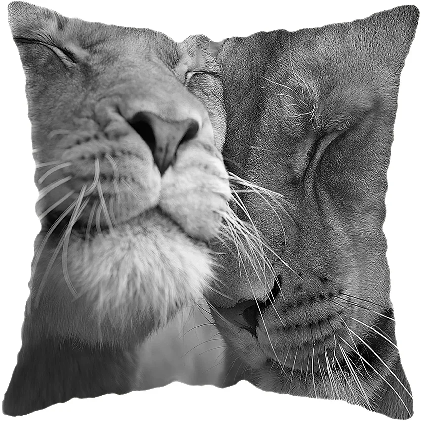 45x45cm Wild Animals Lions Tigers Cushion Cover Pillow Case Decorative Wild Animals Lions Pillow Cover Sofa Chair Pillow Case