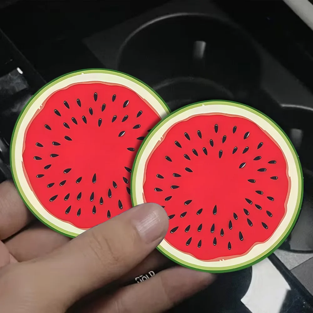 Car Cup Coaster, Watermelon Slice Design Car Cup Pad, Car Interior Decoration Cup Mat, Unisex Car Accessory, Suitable For Car An