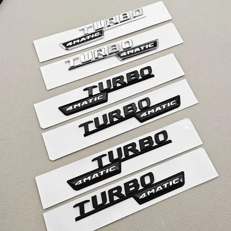 2PCS ABS Car Letter Side Fender Logo TURBO 4MATIC Badge Emblem Sticker For Mercedes Benz AMG A45 CLA35 45 X247 W213 Accessories