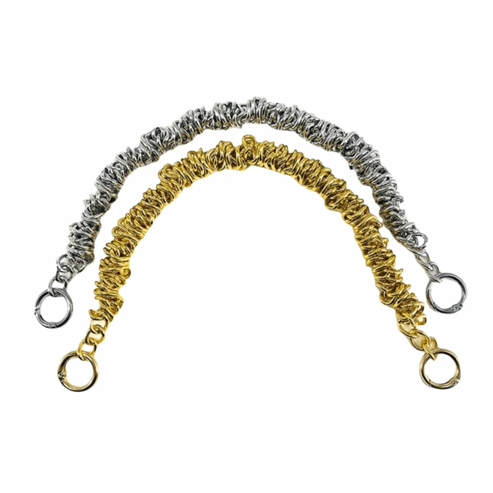 Fashion Exquisite Irregular Handbag Chain Silver Adjustable Crossbody Bag Replacement Decorative Detachable Metal Handle Women