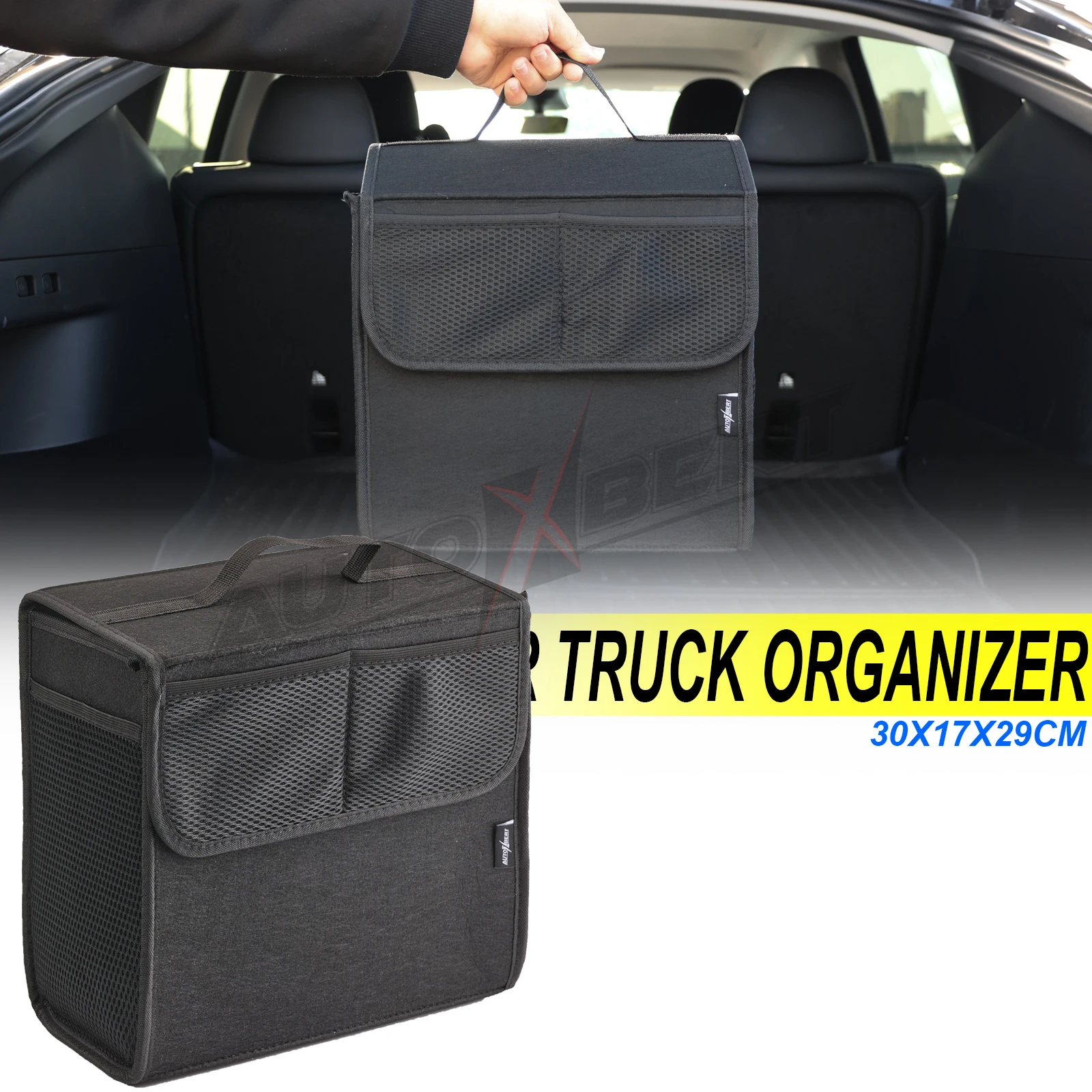 Car Rear Trunk Boot Cargo Storage Bag Organizer Storage Box Tool Holder Tidying W/ Net Pocket For Car Travel Driving Accessories