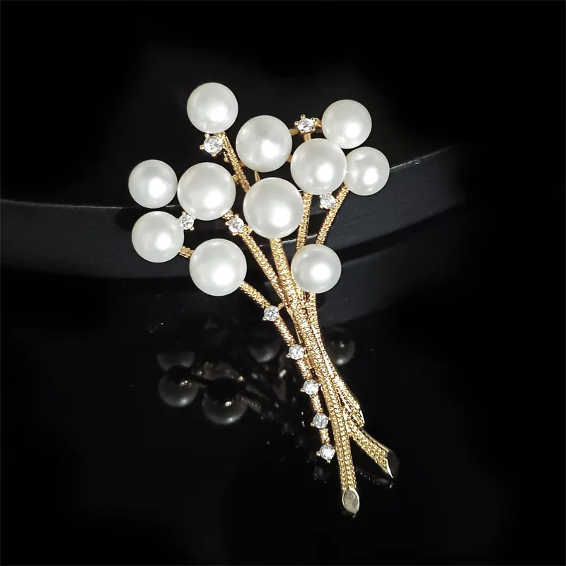 OKILY Luxury Handmade Freshwater Pearl Broochpins Delicate Balloon Bouquet Brooches for Women and Men Luxury Designer Jewellery