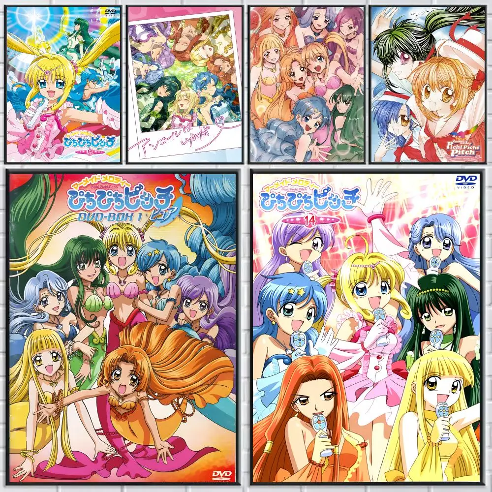 Mermaid Melody Pichi Pitch Poster HD Self-adhesive Waterproof Paper Sticker Suitable For Living Rooms Bedrooms Home Decor