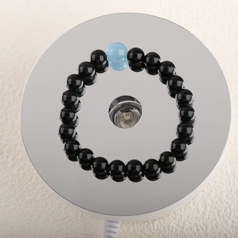 Natural Stone Aquamarine Obsidian Bracelet Bohemian Women Handmade Elastic Rope Beaded Jewelry 18cm 13g