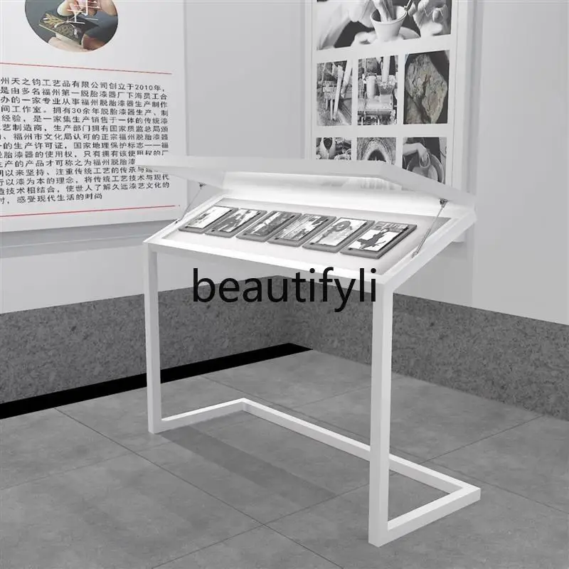 Museum Hydraulic Glass Display Cabinet Documentation Bills Enterprise Exhibition Hall Cultural Relics Display Transparent Glass