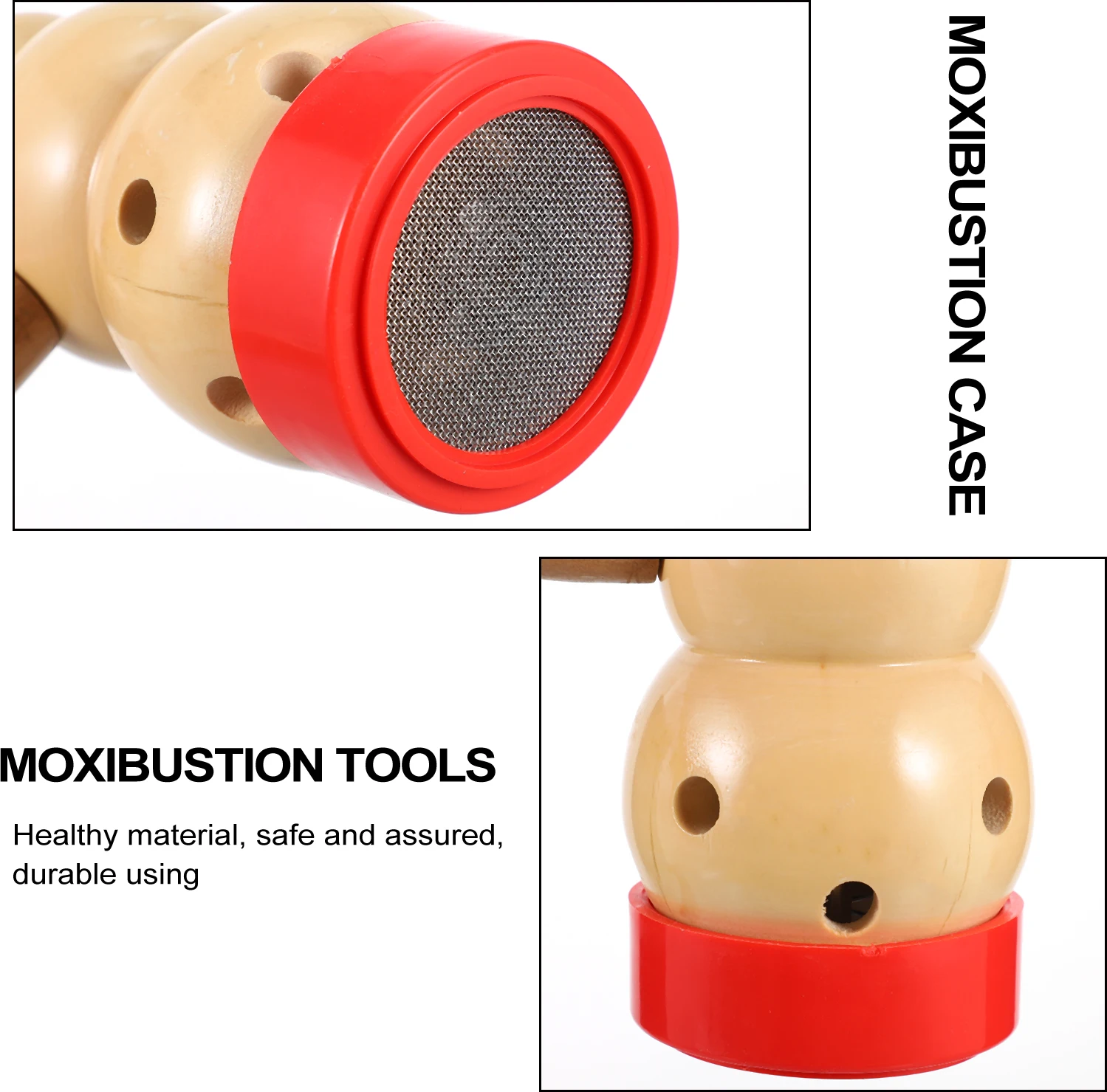

1 Set Automatic Moxa Burner Box Ergonomic Rotating Handle Odorless Beeswax Pad Durable Wood Moxibustion Tool For Home Salon