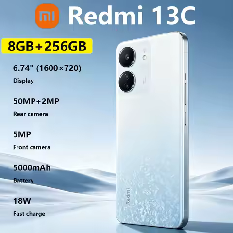 Xiaomi Redmi 13C Gaming Phone 50MP Main Camera 5000mAh Large Capacity Battery 18W Fast Charge Dual SIM Smartphone 8+256GB