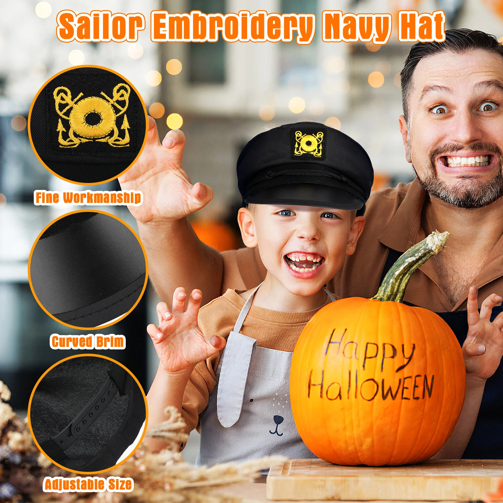 Fashion Captain Hat For Men Women Uv Protection Sailor Costume Party Cosplay Sun Hat Boating Curved Brim Outdoor Travel Beach