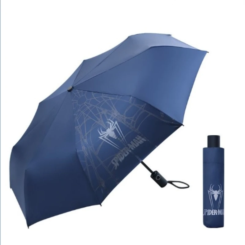 Marvel Spiderman Iron Man Student Regenschirm, vollautomatisch, tragbar, Cartoon, kreativ, modisch, faltbarer Regenschirm, Jungen-Urlaubsgeschenk