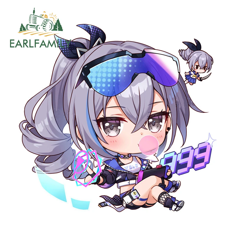 Earl family 13cm x 12,4 cm für Silver wolf Honkai niedlichen Chibi Kawaii Auto Aufkleber Cartoon Vinyl Auto Wrap einfache Abziehbilder kratz fest