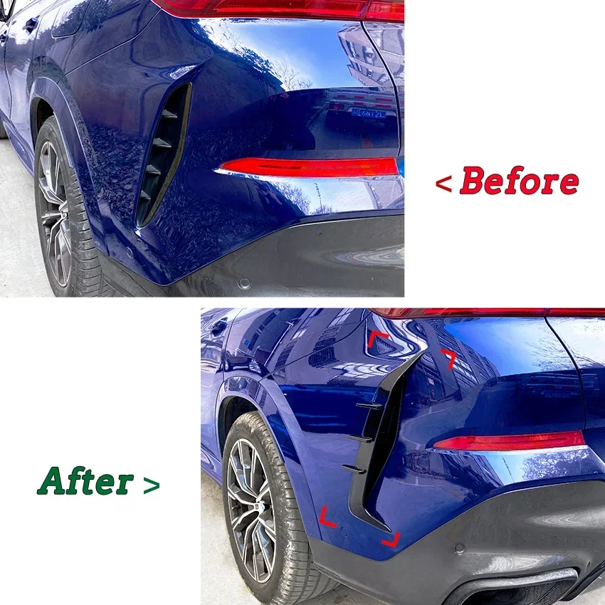 X6 Car Rear Bumper SplitterSpoiler Canard Air Vent Cover Sticker 2019 2020 2021 2022 2023 2024 Tuning Body Kits  For BMW X6 G06