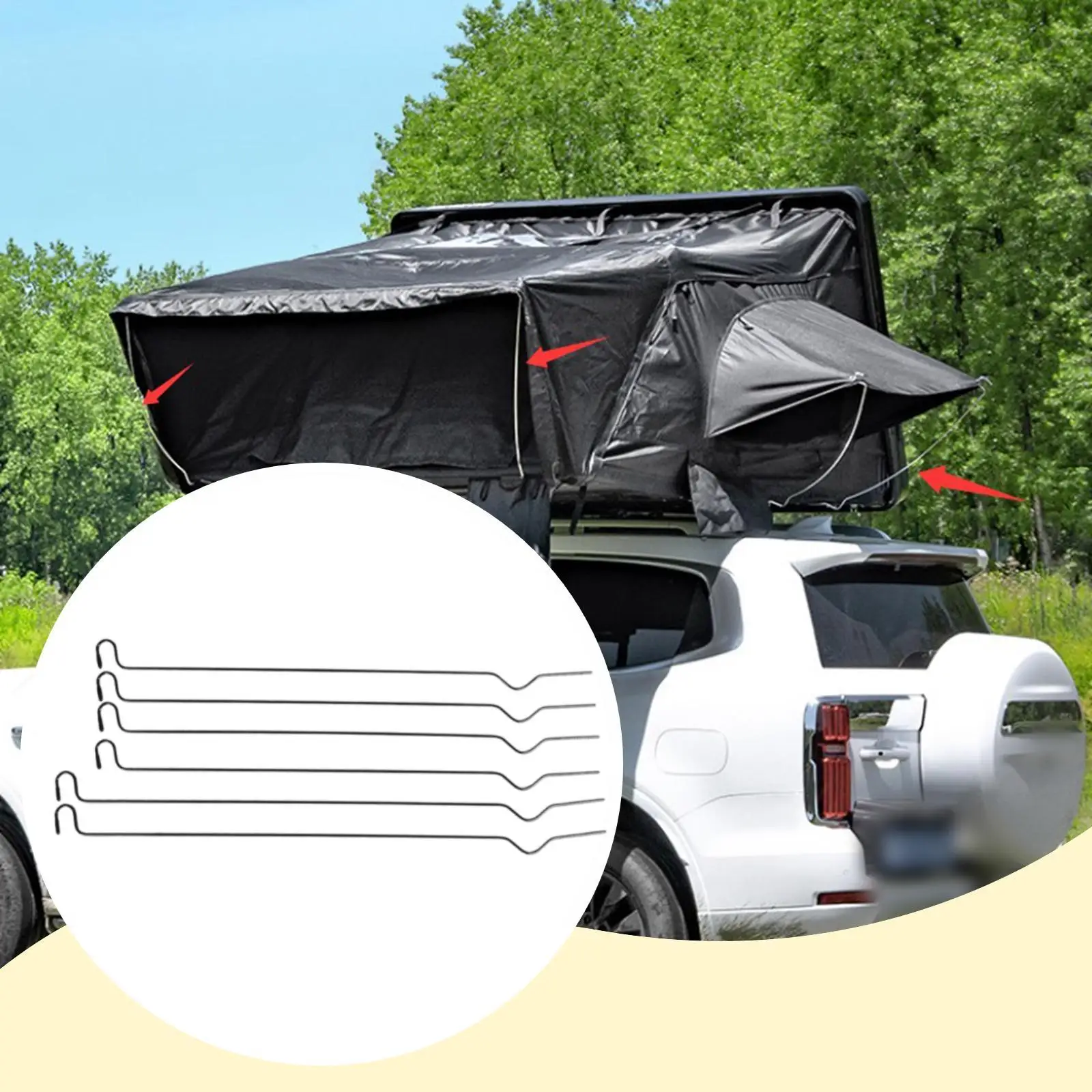 

6 Pieces Replace Rooftop Tent Window Support Rod Awning Porch Poles for Tent Window