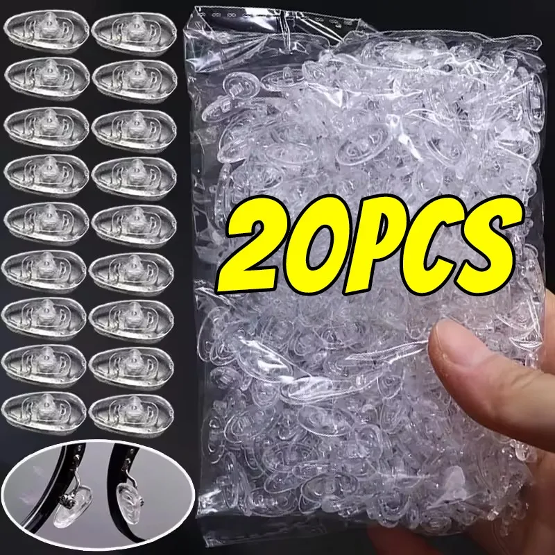 2/20pcs Clear Oval Eyeglass Nose Pads Transparent Silicone Eyewear Anti-slip Pads Replacement Sunglasses Pad Glasses Accessories