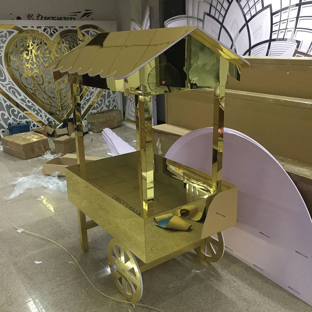 Customized collapsible candy car Flower Candy Carts With Wheels For Wedding Children Christmas Decoration dessert candy bar cart