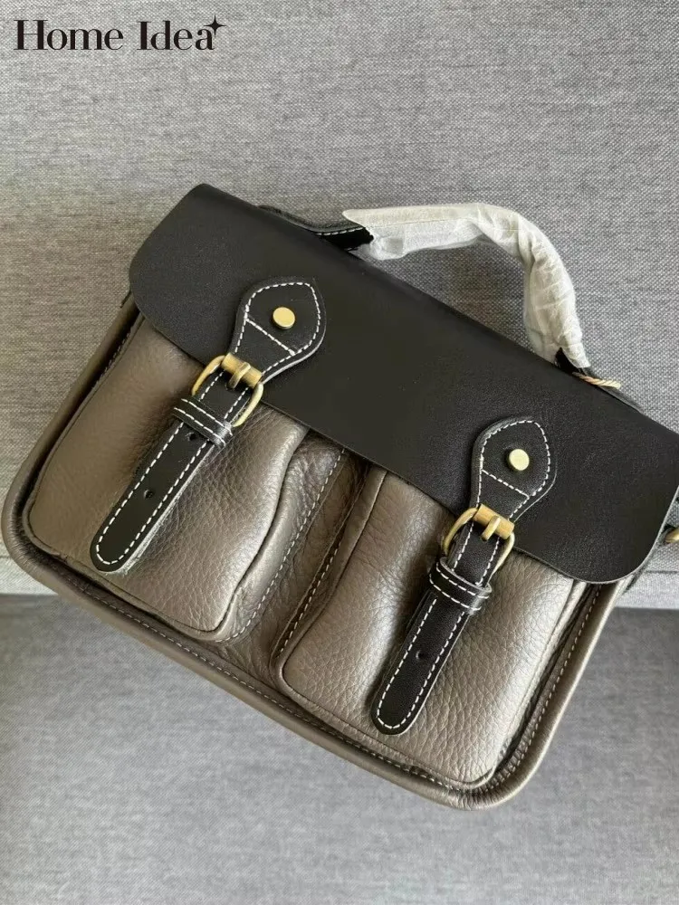 

Women Vintage Cowskin Genuine Leather Messenger Bag Office Ladies Work Tote Handbag Casual Flap Single Shoulder Crossbody Bags