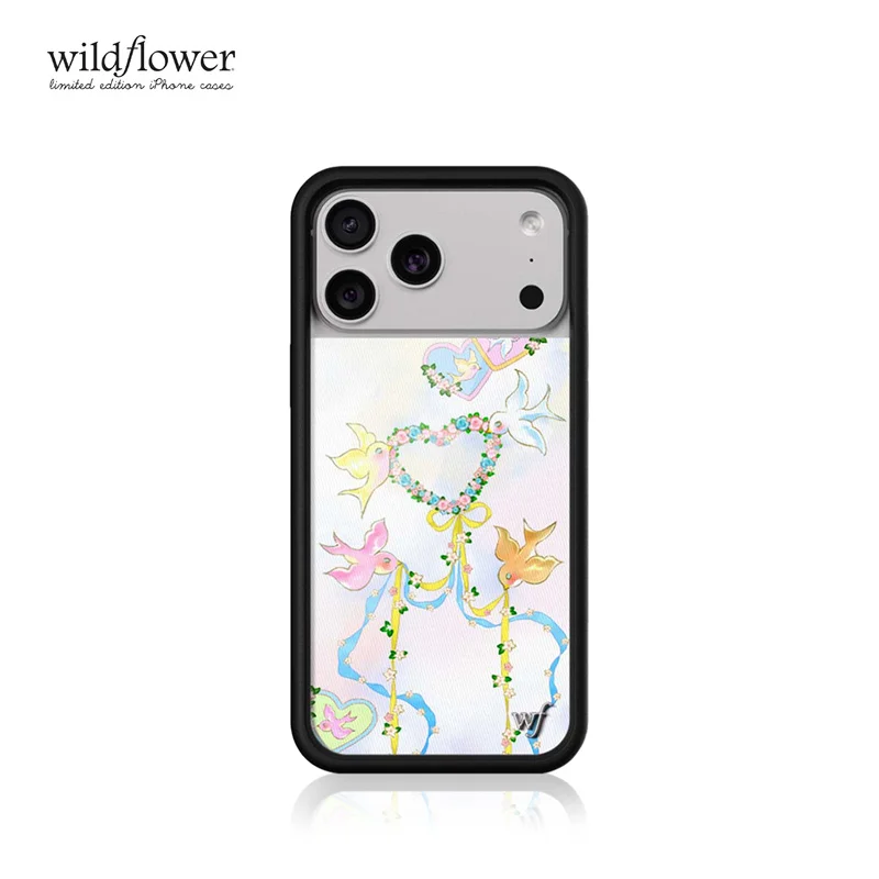 Wildflower ins Dove Diaries الملونة الشريط قضية الهاتف آيفون 17 16 15 14 13 12 برو ماكس الحب القلب حمامة غطاء مقاوم للصدمات #2