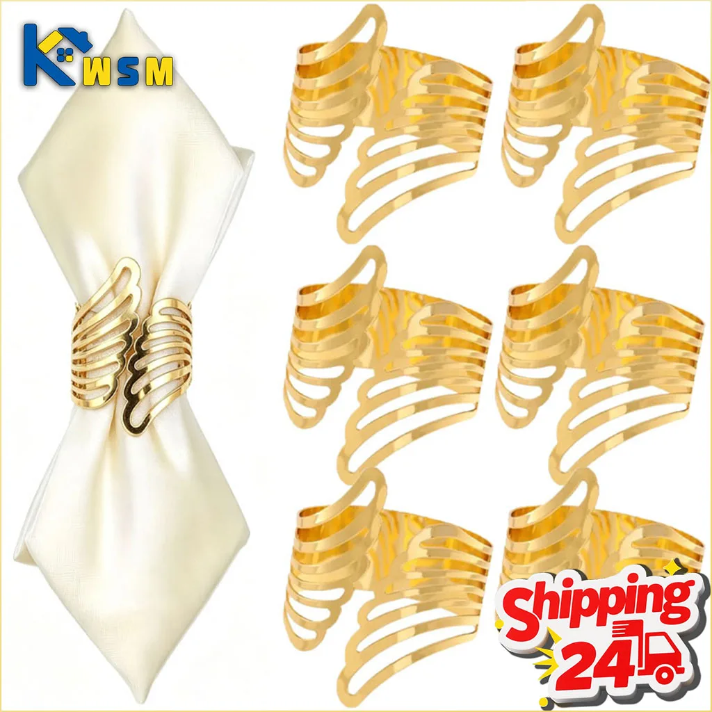 1-24PCS Butterfly Wing Napkin Rings Elegant Shiny Durable Table Centerpiece for Hotel Wedding Banquet Celebration Home Dinner