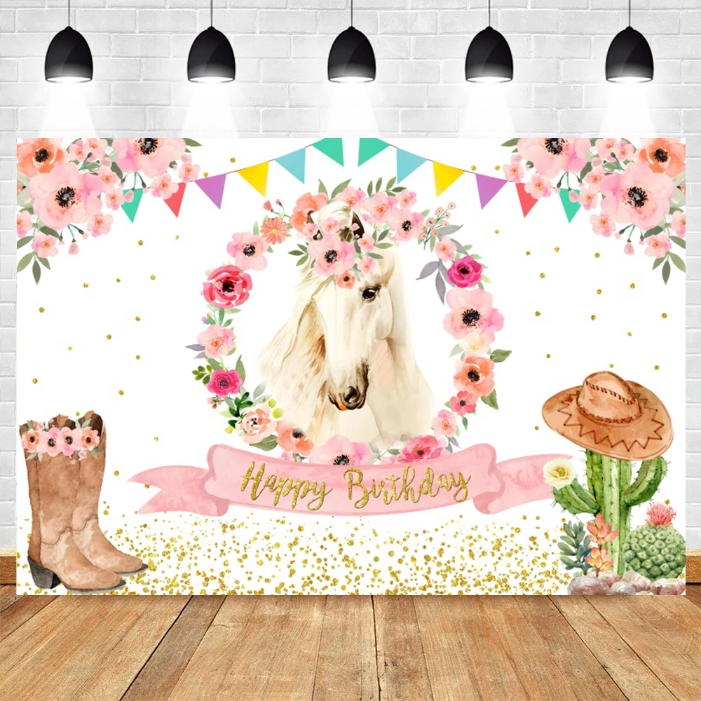 ฉากหลังถ่ายภาพม้าฟาร์มตะวันตกฉากหลังโบโฮแซดเดิลดอกคาวเกิร์ลวันเกิดของตกแต่งรูปภาพตามสั่ง