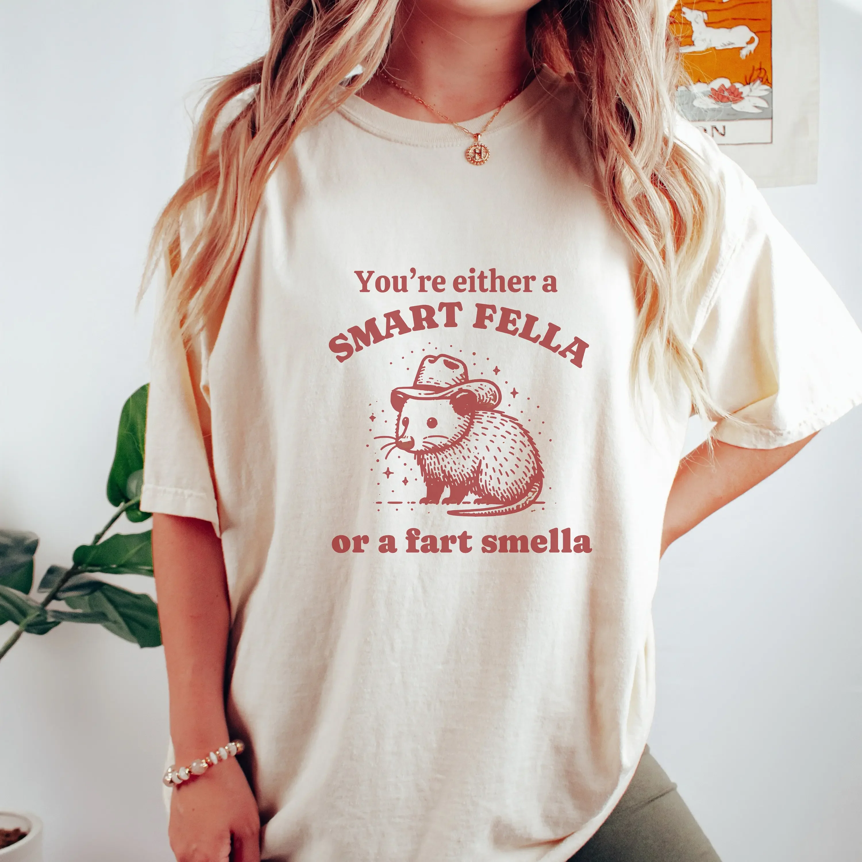 O eres un tipo inteligente o eres un tipo muy peculiar, camiseta de algodón con diseño de memeo de possum vaquero, idea de regalo del Oeste Salvaje, Giddy Up Country