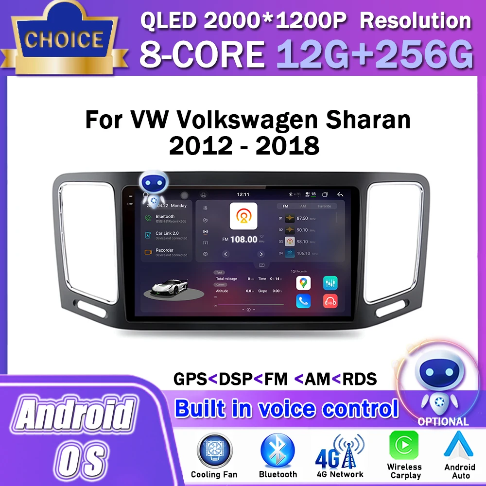

Android OS for VW Volkswagen Sharan 2012 - 2018 Car Video Multimedia Stereo Player GPS Navigation Wireless Carplay WiFi