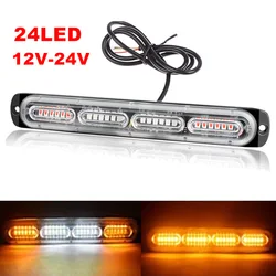 1Pcs 24smd LED Strobe Light Car Emergency Warning Light 12V 24V Trailer Truck Strobos Auto Diode Yellow White Flashing Lamp