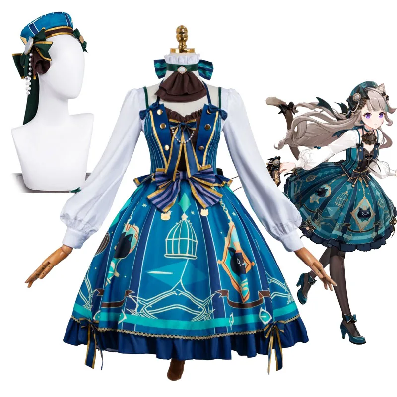

2026 Lynette Cosplay Dresses And Hat Genshin Impact Costumes Women's Size Role Playing In Anime And Games Halloween Dressing Up