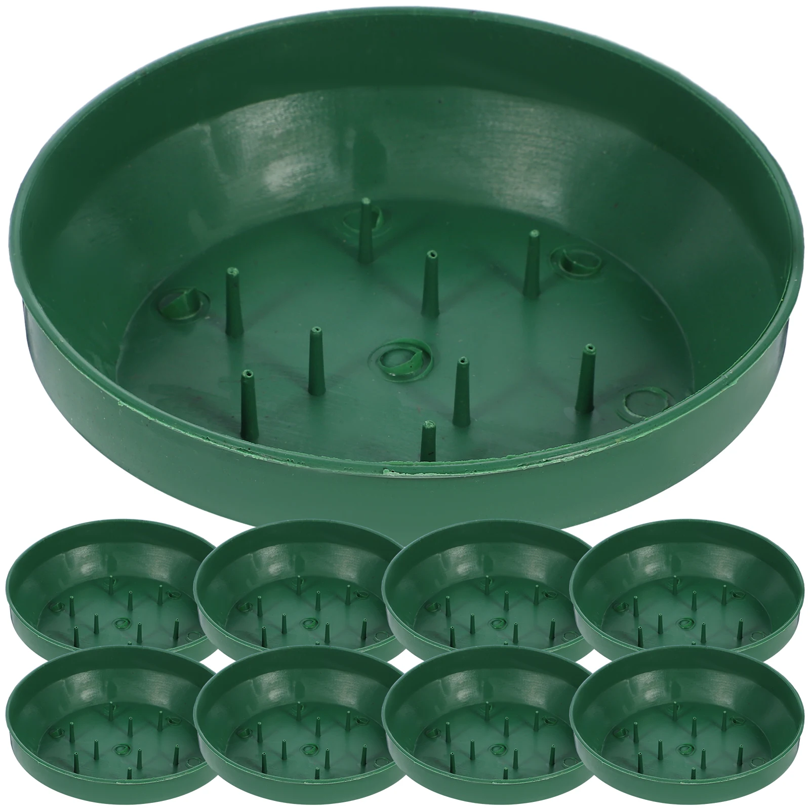 

10pcs Round Floral Foam Tray for Arrangements Green Flower Holder Large Capacity Reusable Plastic Wedding Party Decoration