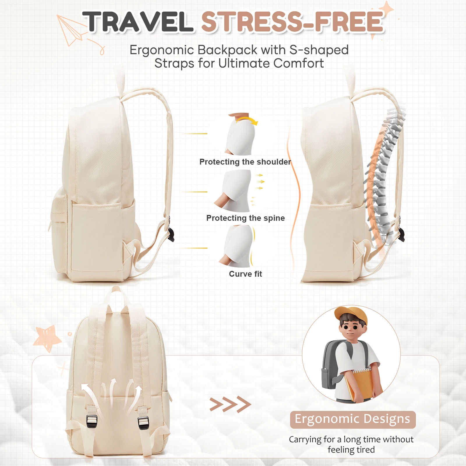 Unisex Casual Backpack, Boys Girls Backpack Lightweight Travel Daypack, School Backpack for Teenage, Suitable for Everyday Use - view 6