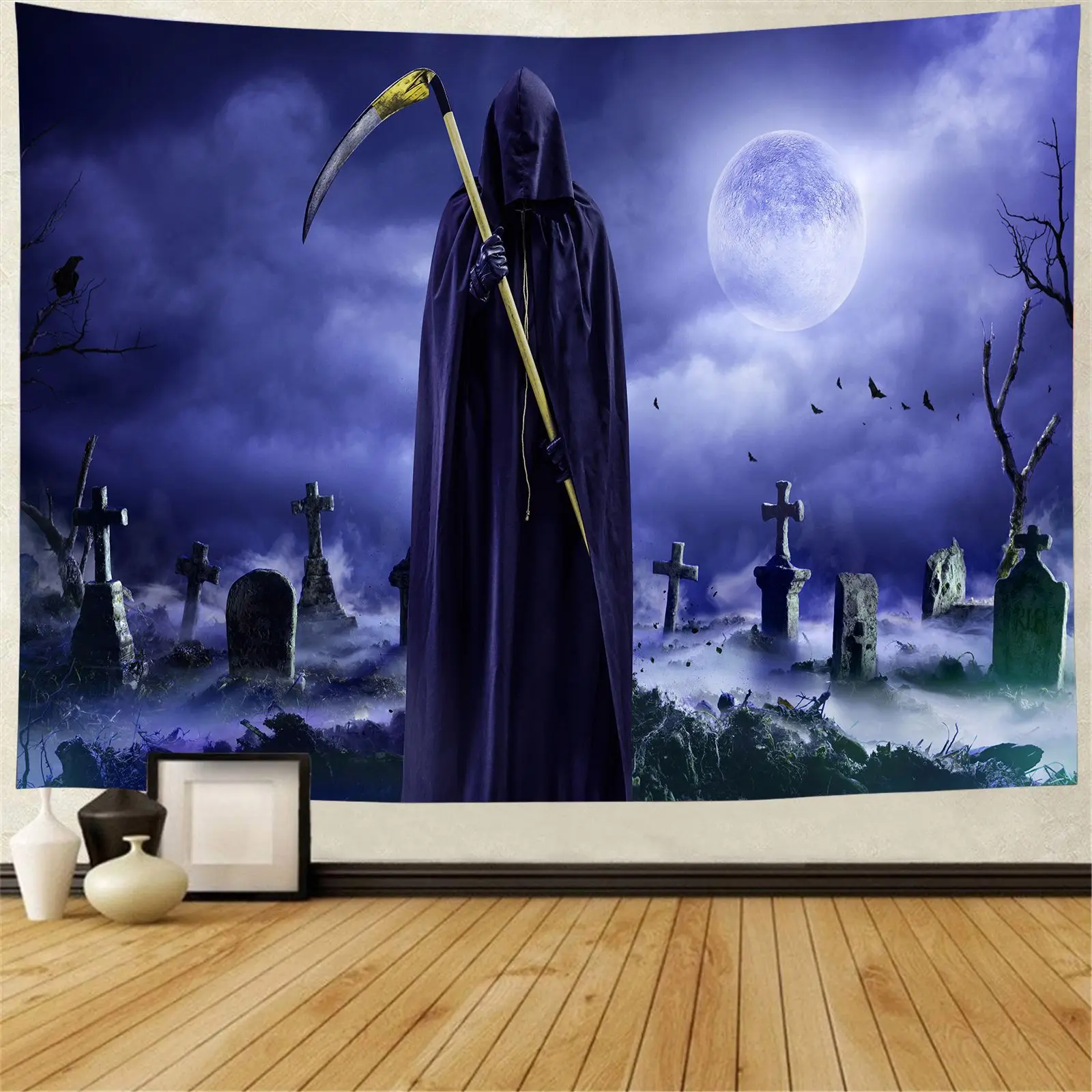 Horror and  Death Collection Printed Pattern Tapestry Home Living Room Bedroom Wall Decoration Background Fabric 