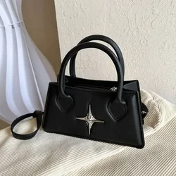 Fashion Small Women's Shoulder Bag PU Leather Square Crossbody Bags for Women Metal Patchwork Trend Designer Handbags Purses