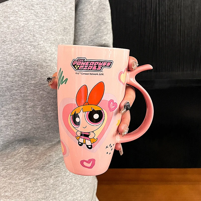 Buttercup Bubbles Blossom The Powerpuff Girls Ceramic Coffee Cup Kawaii Mug Water Cup Lovely Periphery Adorkable Room Decoration