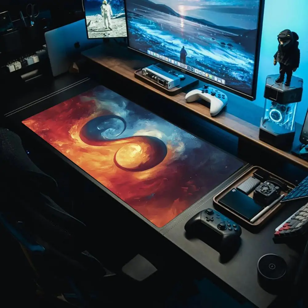 

Ice and FireMouse Pad Large Gaming Mouse Pad Keyboard Gamer Rubber Anti-wrinkle Non-slip Bottom Desk mouse pad Mat