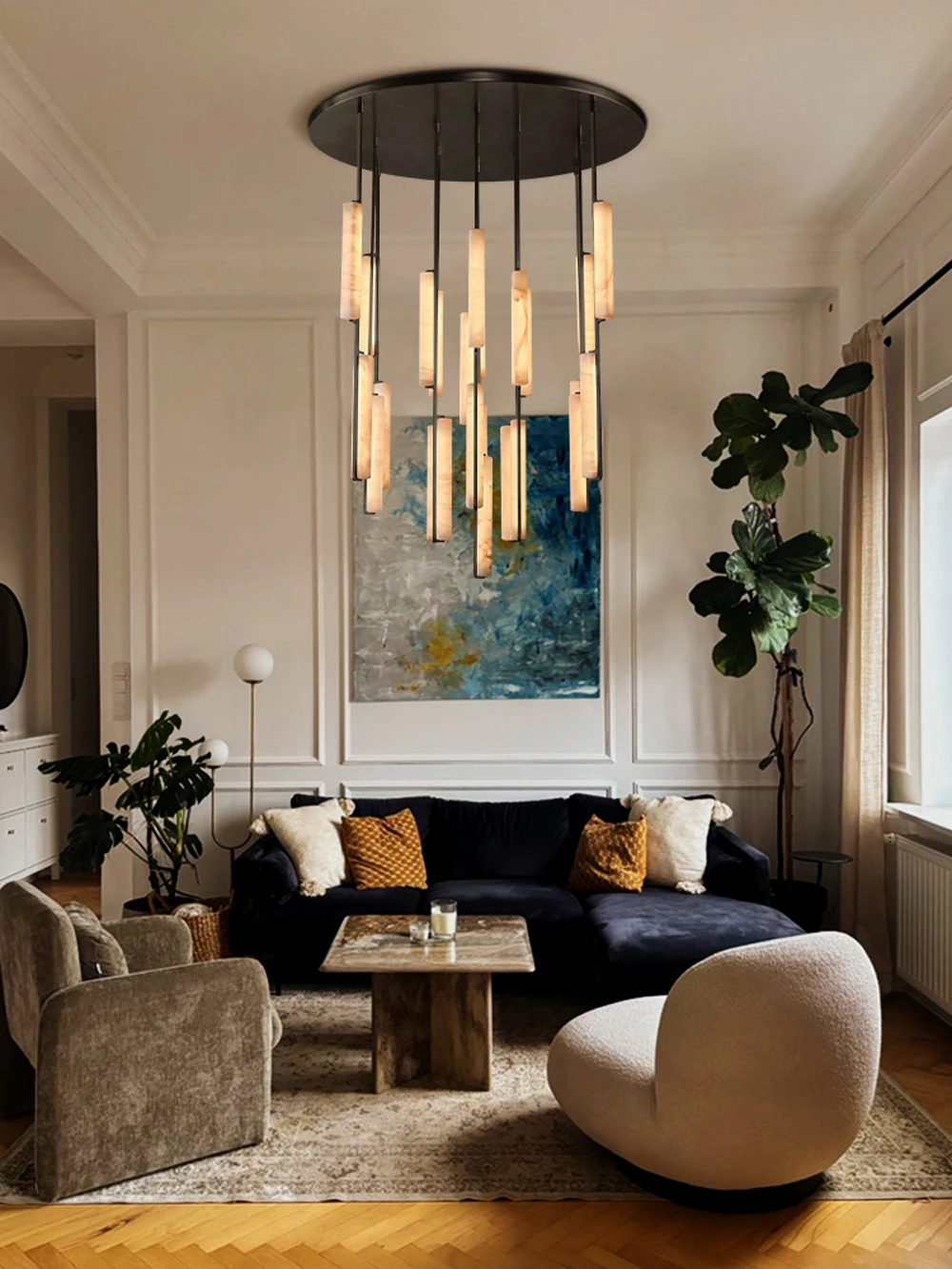 Dimmable LED American Marble Stick Hanging Lamps Pendant