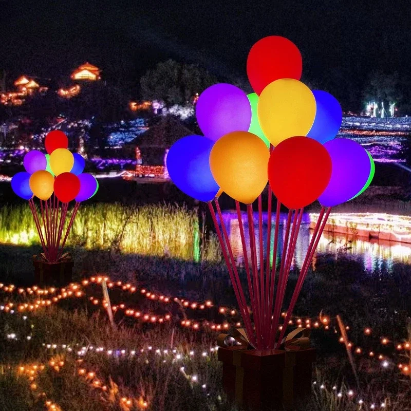 Outdoor luminous gift box balloon landscape light Internet celebrity scenic spot square block