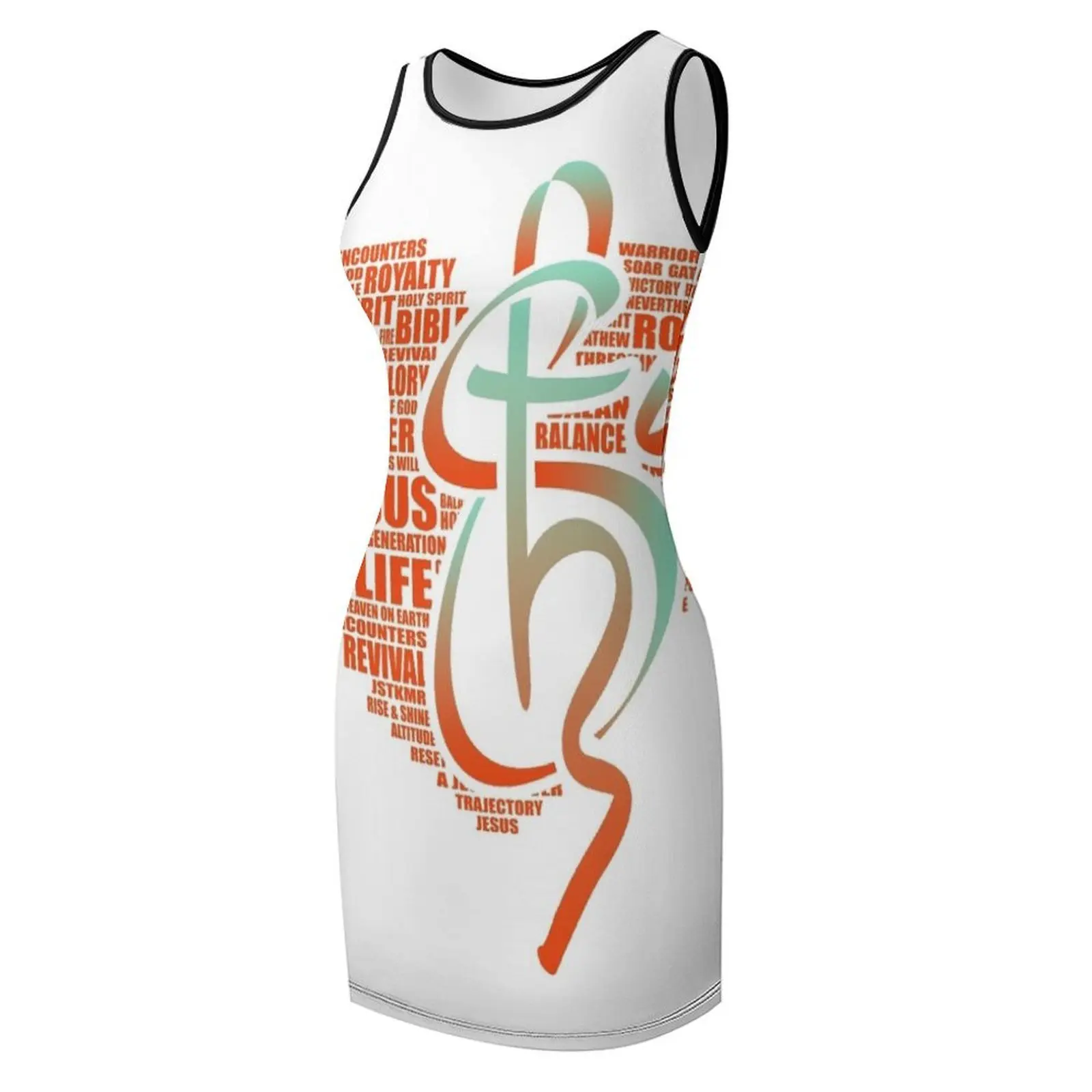 Shyju Mathew - كلمات مستوحاة - تصميم عشاق يسوع بدون أكمام فستان الشمس فساتين رقص فساتين قصيرة مثيرة جريئة