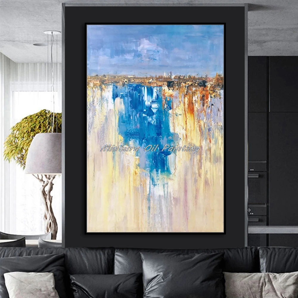 

Mintura Handpainted Abstract Thick Texture Oil Painting on Canvas,Modern Wall Art,Picture for Living Bedroom Entrance Decoration